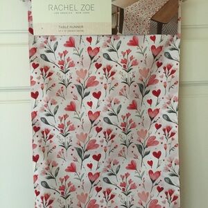 Rachel Zoe Valentine Hearts Table Runner 14”x72” Reversible Red White Check NWT